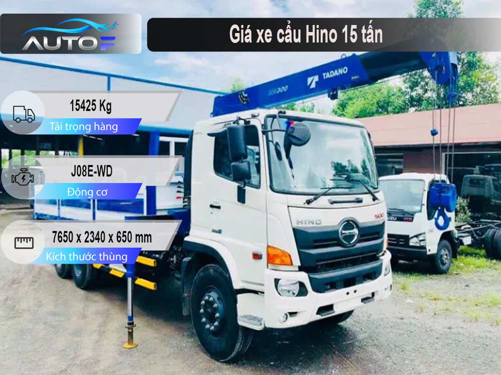 Giá xe tải gắn cẩu Hino 15 tấn mới nhất AutoF
